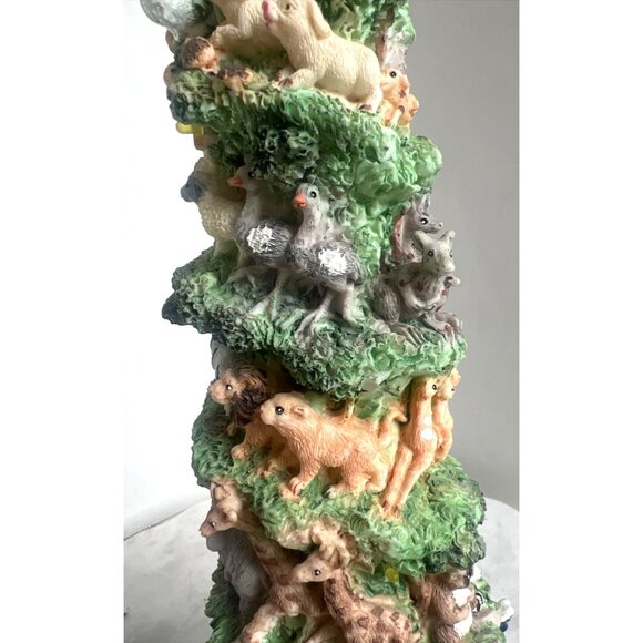 Noahs Ark Mountain Animal Figurine Tower Hand-Painted Resin 16" Tall Collectible - Picture 4 of 11